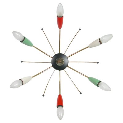 Mid-Century Multi Color & Brass Sputnik Flush Mount, Germany, 1950s-OE-1165862