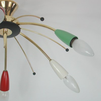 Mid-Century Multi Color & Brass Sputnik Flush Mount, Germany, 1950s-OE-1165862