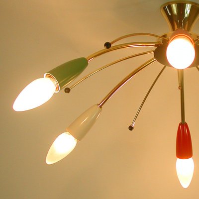 Mid-Century Multi Color & Brass Sputnik Flush Mount, Germany, 1950s-OE-1165862