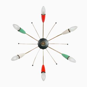 Mid-Century Multi Color & Brass Sputnik Flush Mount, Germany, 1950s-OE-1165862