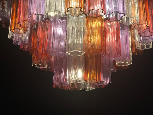 Mid-Century Multi Coloured Murano Glass Chandelier by Zuccheri for Venini, Set of 2