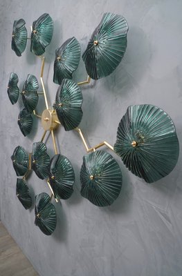 Mid-Century Murano Art Glass and Brass Chandelier / Wall Light, 1980s-UH-1143964