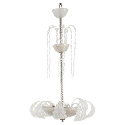 Mid-Century Murano Glass and Brass Chandelier by Barovier & Toso, Italy, 1930s-KVF-1765832