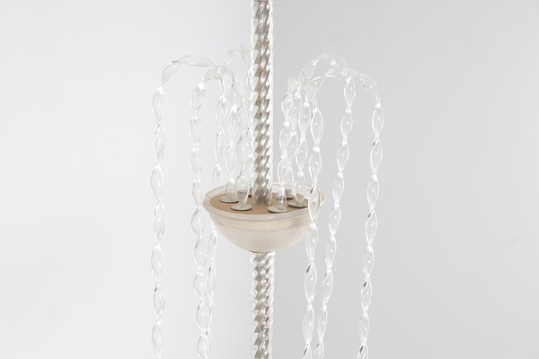 Mid-Century Murano Glass and Brass Chandelier by Barovier & Toso, Italy, 1930s-KVF-1765832