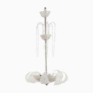 Mid-Century Murano Glass and Brass Chandelier by Barovier & Toso, Italy, 1930s-KVF-1765832