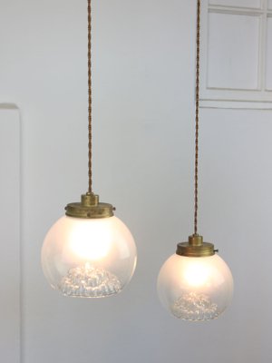 Mid-Century Murano Glass and Brass Pendant Lamp-HGJ-1251382