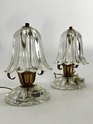 Mid-Century Murano Glass and Brass Table Lamps. 1940s by Ercole Barovier, Set of 2-OT-1727793