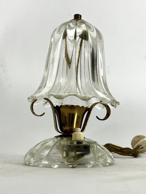 Mid-Century Murano Glass and Brass Table Lamps. 1940s by Ercole Barovier, Set of 2-OT-1727793