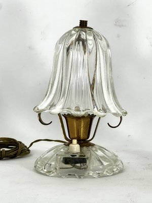 Mid-Century Murano Glass and Brass Table Lamps. 1940s by Ercole Barovier, Set of 2-OT-1727793