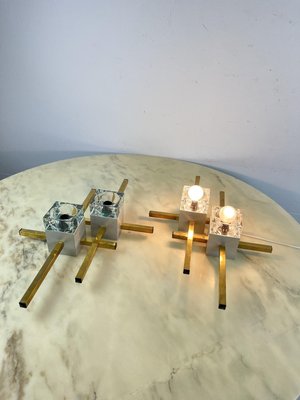 Mid-Century Murano Glass and Brass Wall Lamps attributed to Sciolari, 1960s, Set of 2-YST-2035969