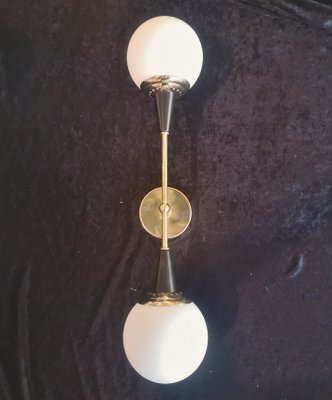 Mid-Century Murano Glass and Brass Wall Light, 1950s-UH-1326286