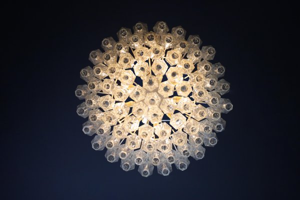 Mid-Century Murano Glass Poliedri Chandelier attributed to Carlo Scarpafor for Venini, Italy, 1960s-TRW-1797113