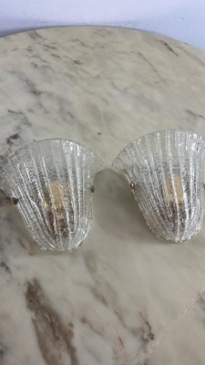 Mid-Century Murano Glass Shell Sconces from Barovier & Toso, 1960s, Set of 2-YST-2021884