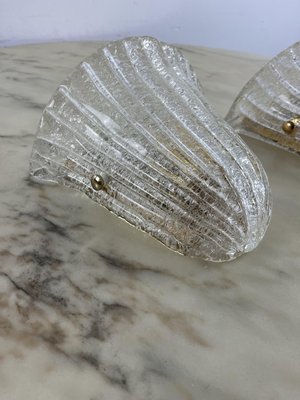 Mid-Century Murano Glass Shell Sconces from Barovier & Toso, 1960s, Set of 2-YST-2021884