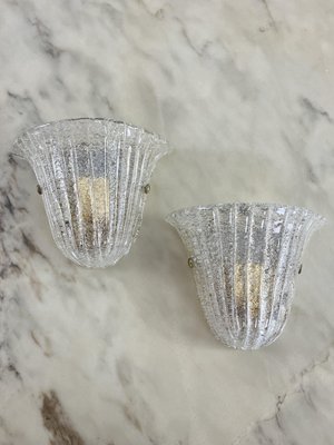 Mid-Century Murano Glass Shell Sconces from Barovier & Toso, 1960s, Set of 2-YST-2021884