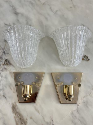 Mid-Century Murano Glass Shell Sconces from Barovier & Toso, 1960s, Set of 2-YST-2021884