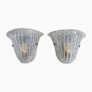 Mid-Century Murano Glass Shell Sconces from Barovier & Toso, 1960s, Set of 2-YST-2021884