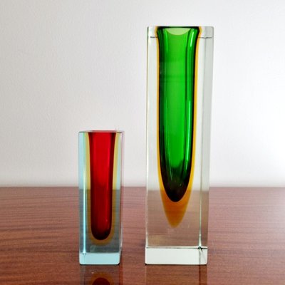 Mid-Century Murano Sommerso Glass Vases by Flavio Poli for Alessandro Mandruzzato, 1970s, Set of 2-PUG-2035749