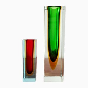 Mid-Century Murano Sommerso Glass Vases by Flavio Poli for Alessandro Mandruzzato, 1970s, Set of 2-PUG-2035749