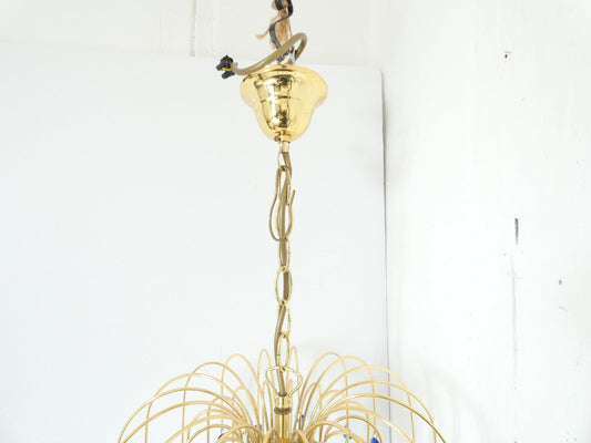 Mid-Century Murano Waterfall Chandelier in Brass and Glass