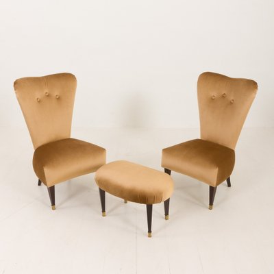 Mid-Century Neoclassical Italian Lounge Chairs in the style of Paolo Buffa, 1950s, Set of 3-UE-2036218