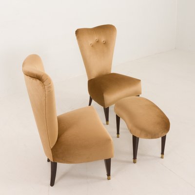 Mid-Century Neoclassical Italian Lounge Chairs in the style of Paolo Buffa, 1950s, Set of 3-UE-2036218