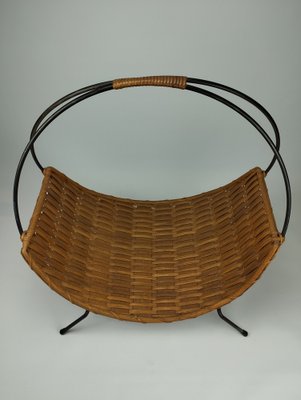 Mid-Century Newspaper Stand in Basket Mesh and Metal, 1960s-SFQ-1813740