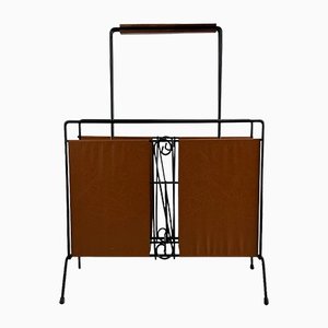 Mid-Century Newspaper Stand in Metal & Teak-EJL-1309682