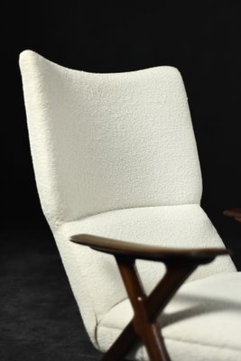 Mid-Century Norway Modern Teak & White Boucle Fabric High Lounge Chair, 1960s-ZAA-1706620