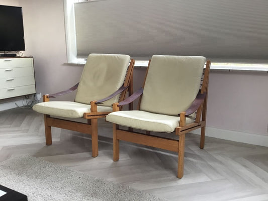 Mid-Century Norwegian Leather Lounge Chairs by Torbjørn Afdal for Bruksbo, 1960s, Set of 2