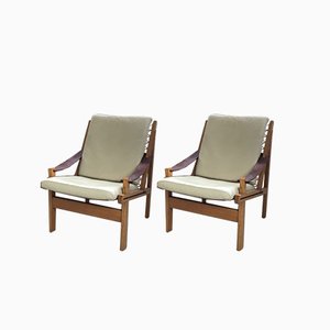 Mid-Century Norwegian Leather Lounge Chairs by Torbjørn Afdal for Bruksbo, 1960s, Set of 2-SU-782223