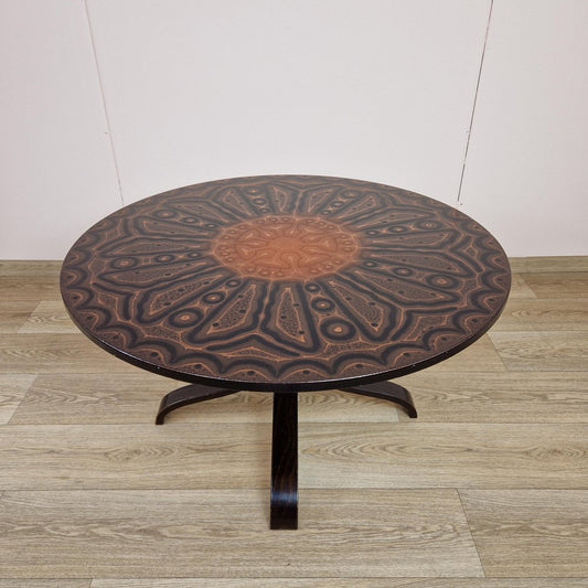 Mid-Century Norwegian Round Copper Coffee Table, 1960s