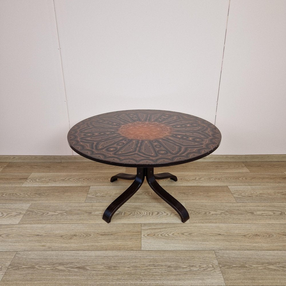 Mid-Century Norwegian Round Copper Coffee Table, 1960s