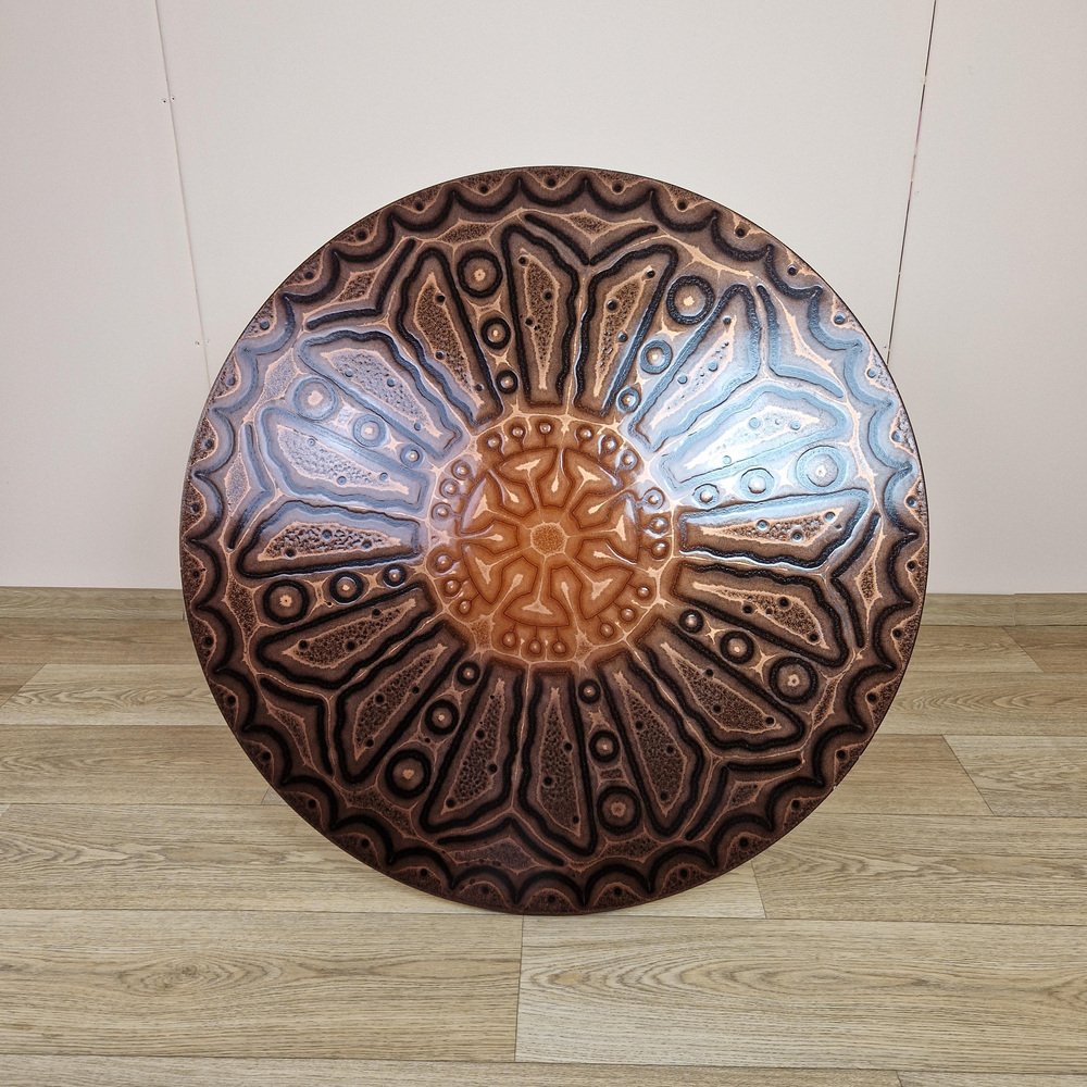 Mid-Century Norwegian Round Copper Coffee Table, 1960s