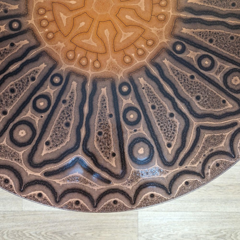 Mid-Century Norwegian Round Copper Coffee Table, 1960s