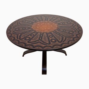 Mid-Century Norwegian Round Copper Coffee Table, 1960s-ZPB-1794687