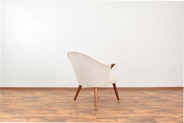 Mid-Century Norwegian Teak and Boucle Armchair, 1960s-LOT-2038176