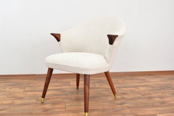 Mid-Century Norwegian Teak and Boucle Armchair, 1960s-LOT-2038176