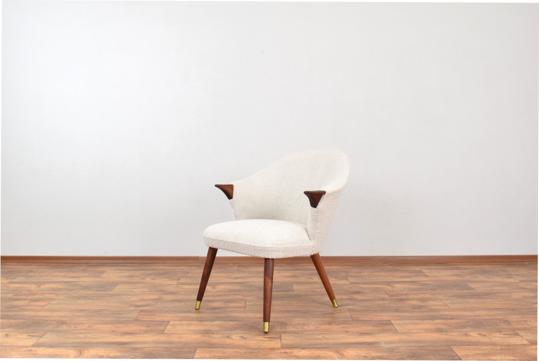 Mid-Century Norwegian Teak & Boucle Armchair, 1960s