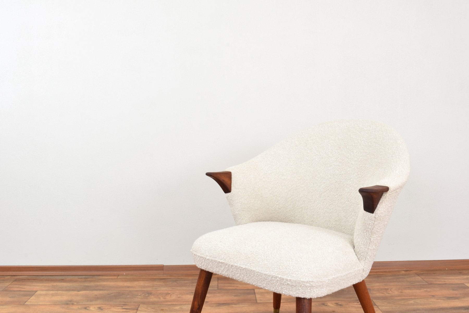 Mid-Century Norwegian Teak & Boucle Armchair, 1960s