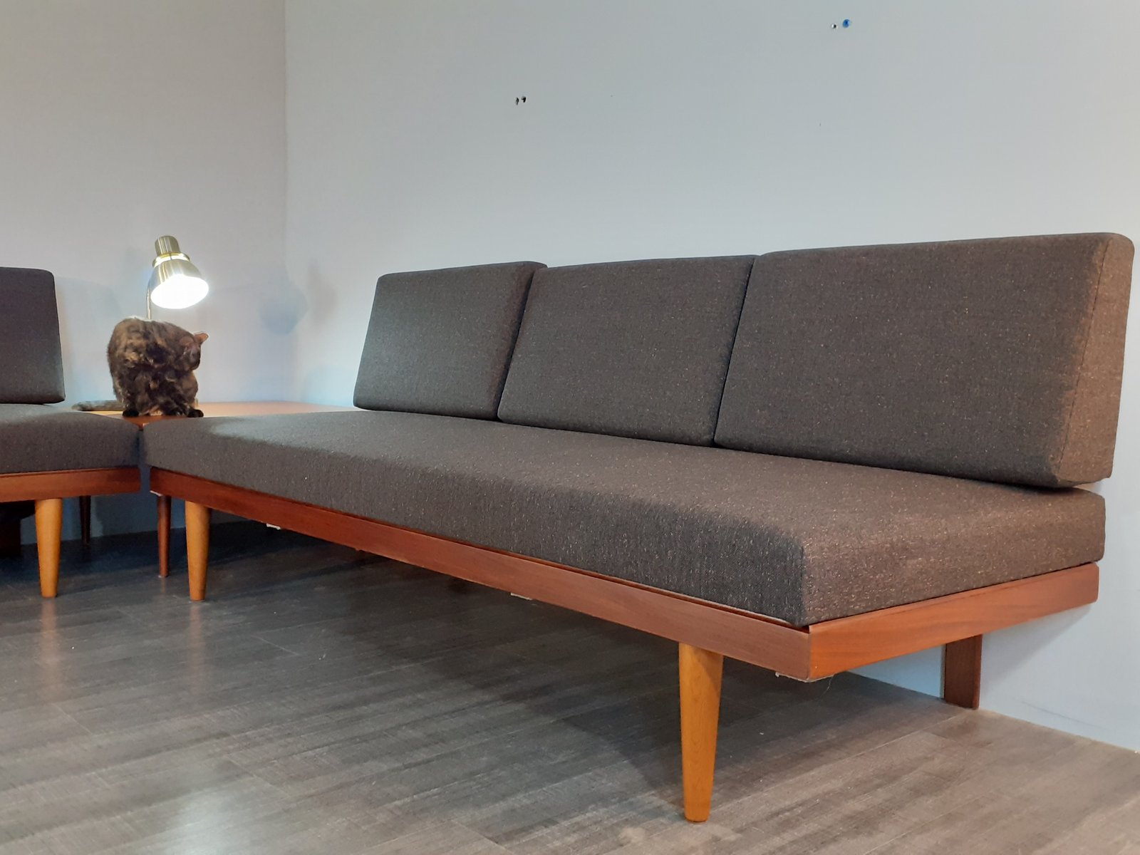 Mid-Century Norwegian Teak Ekornes Edition Svane Combina Daybed Sofa with Gray Fabric by Ingmar Relling for Ekornes, 1960s