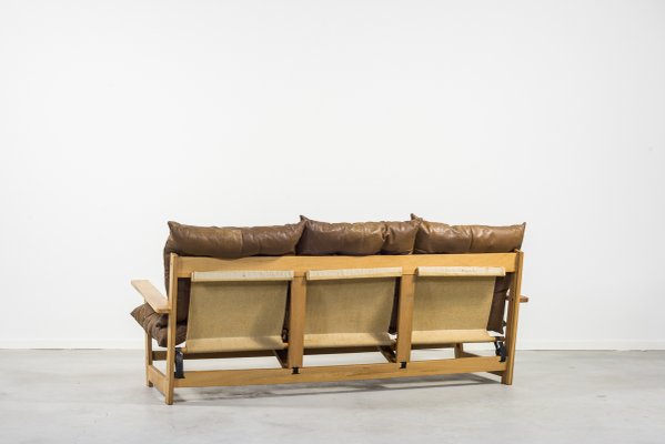 Mid-Century Oak 3-Seat Sculptural Sofa-KMC-604788