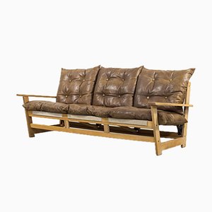 Mid-Century Oak 3-Seat Sculptural Sofa-KMC-604788