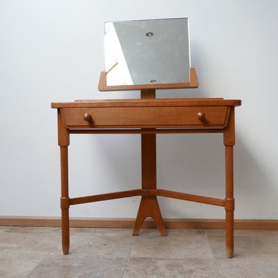 Mid-Century Oak and Ceramic Vanity Table by Guillerme et Chambron, France, 1960s-JRP-1065509