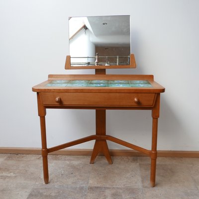 Mid-Century Oak and Ceramic Vanity Table by Guillerme et Chambron, France, 1960s-JRP-1065509