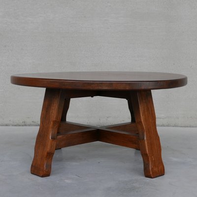 Mid-Century Oak Brutalist Belgium Coffee Table-JRP-998275