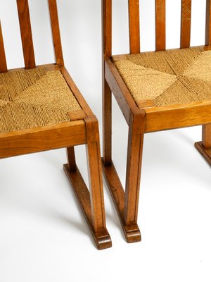 Mid-Century Oak Chairs with Skid Feet & Wicker Seats, Set of 2-RR-1363791