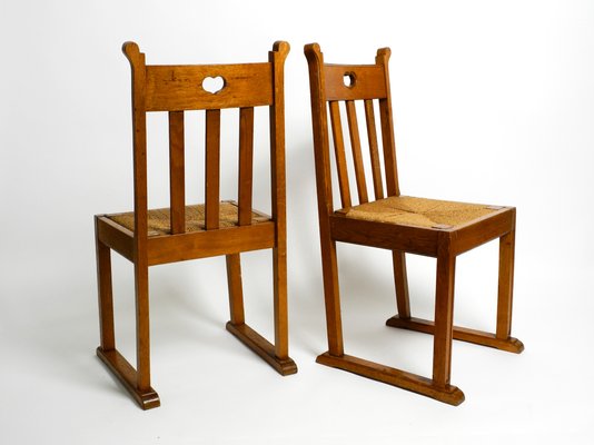 Mid-Century Oak Chairs with Skid Feet & Wicker Seats, Set of 2-RR-1363791