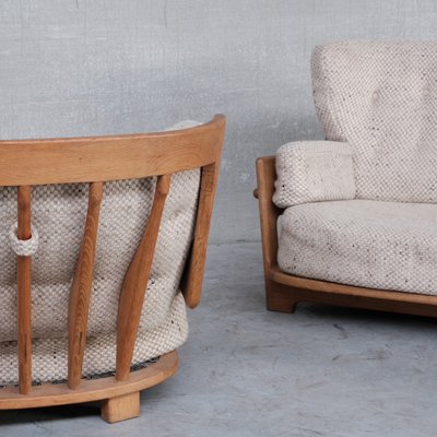 Mid-Century Oak Denis Armchair and Sofa Set by Guillerme Et Chambron, Set of 2-JRP-1116031