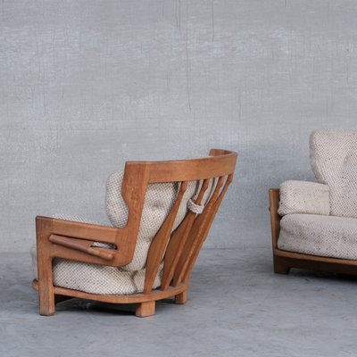 Mid-Century Oak Denis Armchair and Sofa Set by Guillerme Et Chambron, Set of 2-JRP-1116031